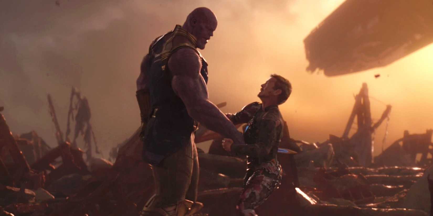 Thanos stabbing Tony Stark in Avengers: Infinity War