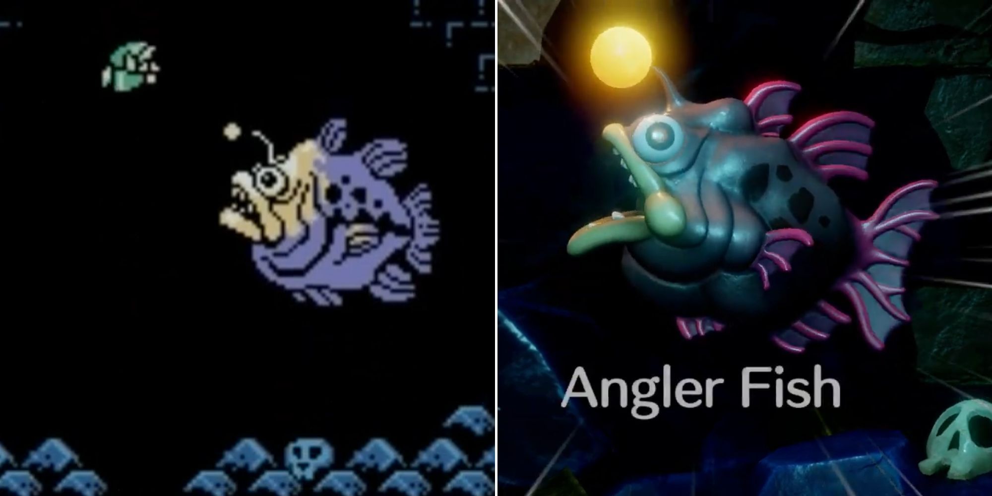 The Angler Fish introduces himself to Link, in both the original game and the Nintendo Switch remake.