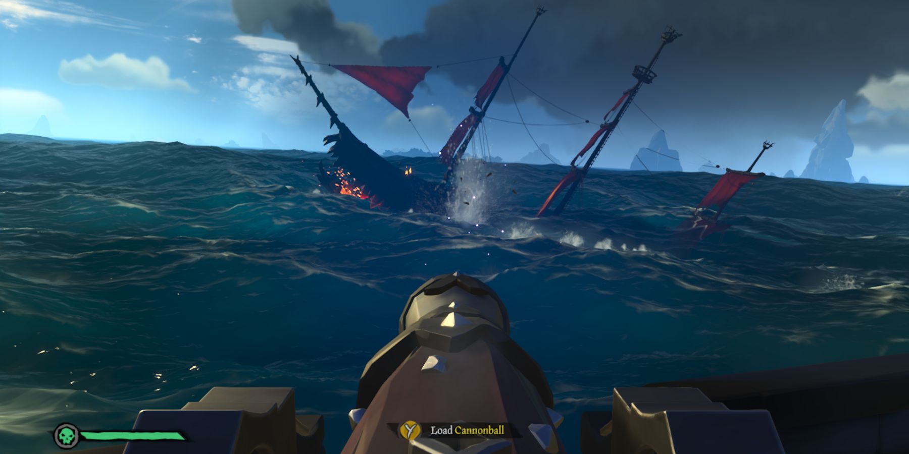 the burning blade defeated and sinking in sea of thieves