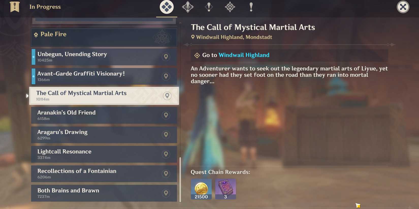 The Call Of Mystical Martial Arts quest in genshin impact