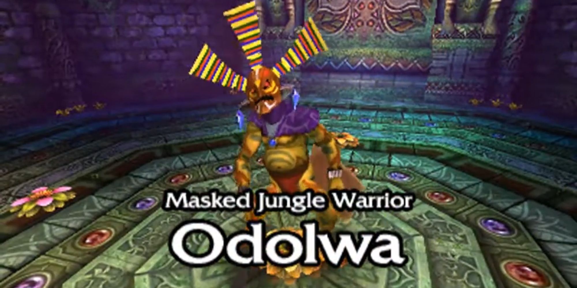 The Masked Jungle Warrior, Odolwa, appears before Link.