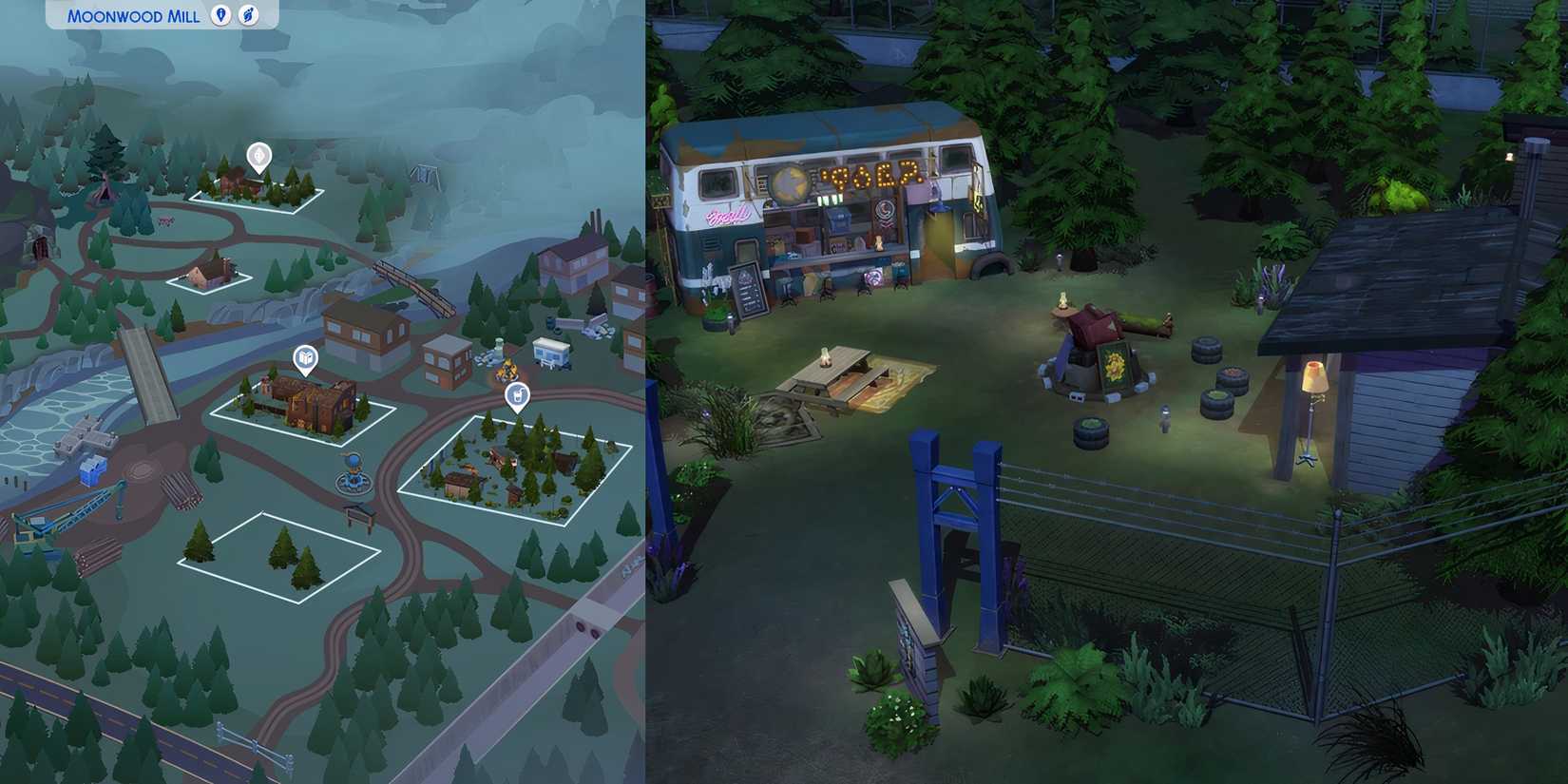 The map of Moonwood Mill and a build from the world