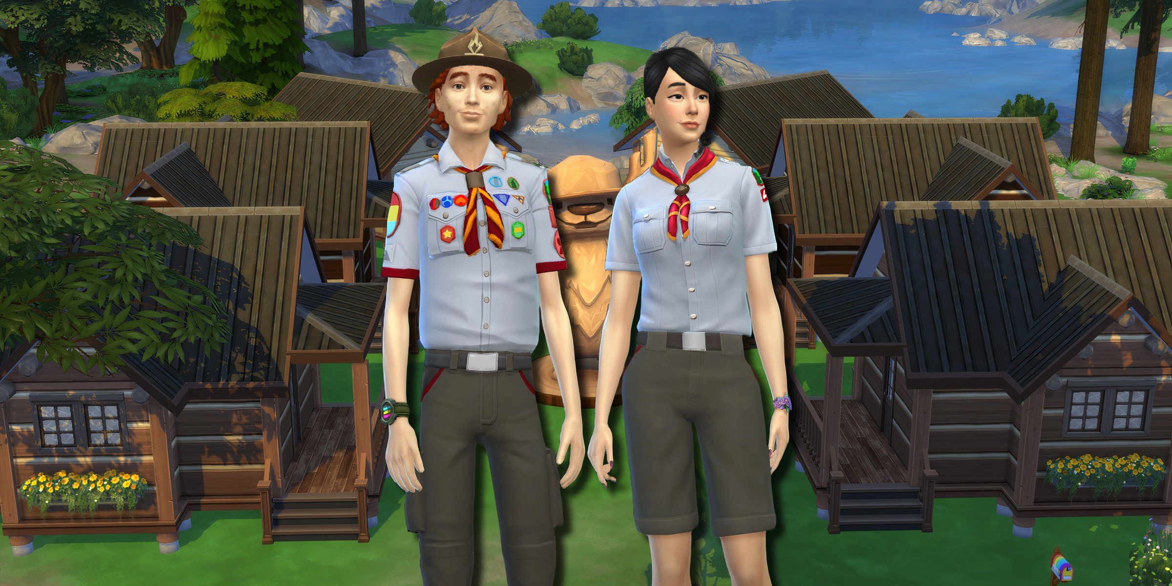 Teenage Sims at a  Summer Camp with the new summer camp careers