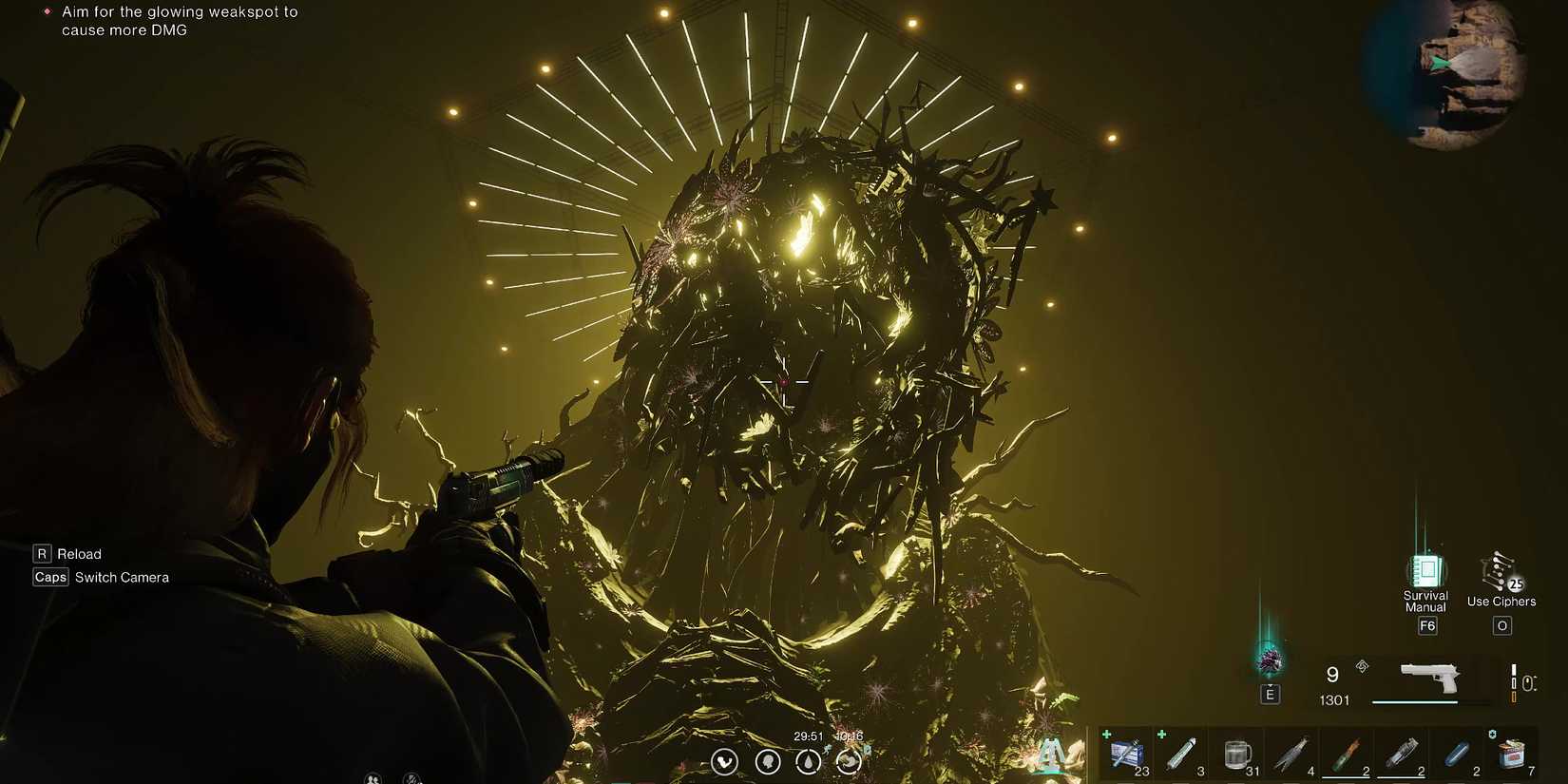 Screenshot showcasing the start of The Forsaken Giant boss fight in Once Human 