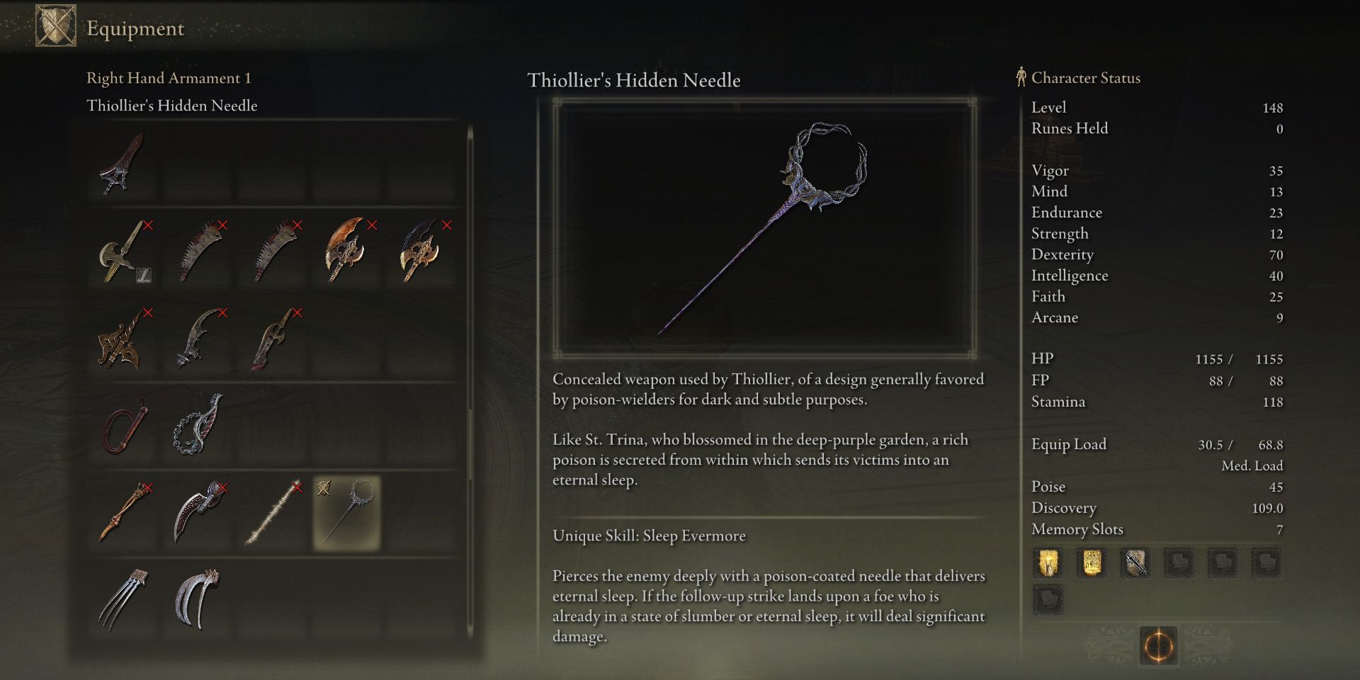Thiollier&rsquo;s Hidden Needle Build Guide in Shadow of the Erdtree