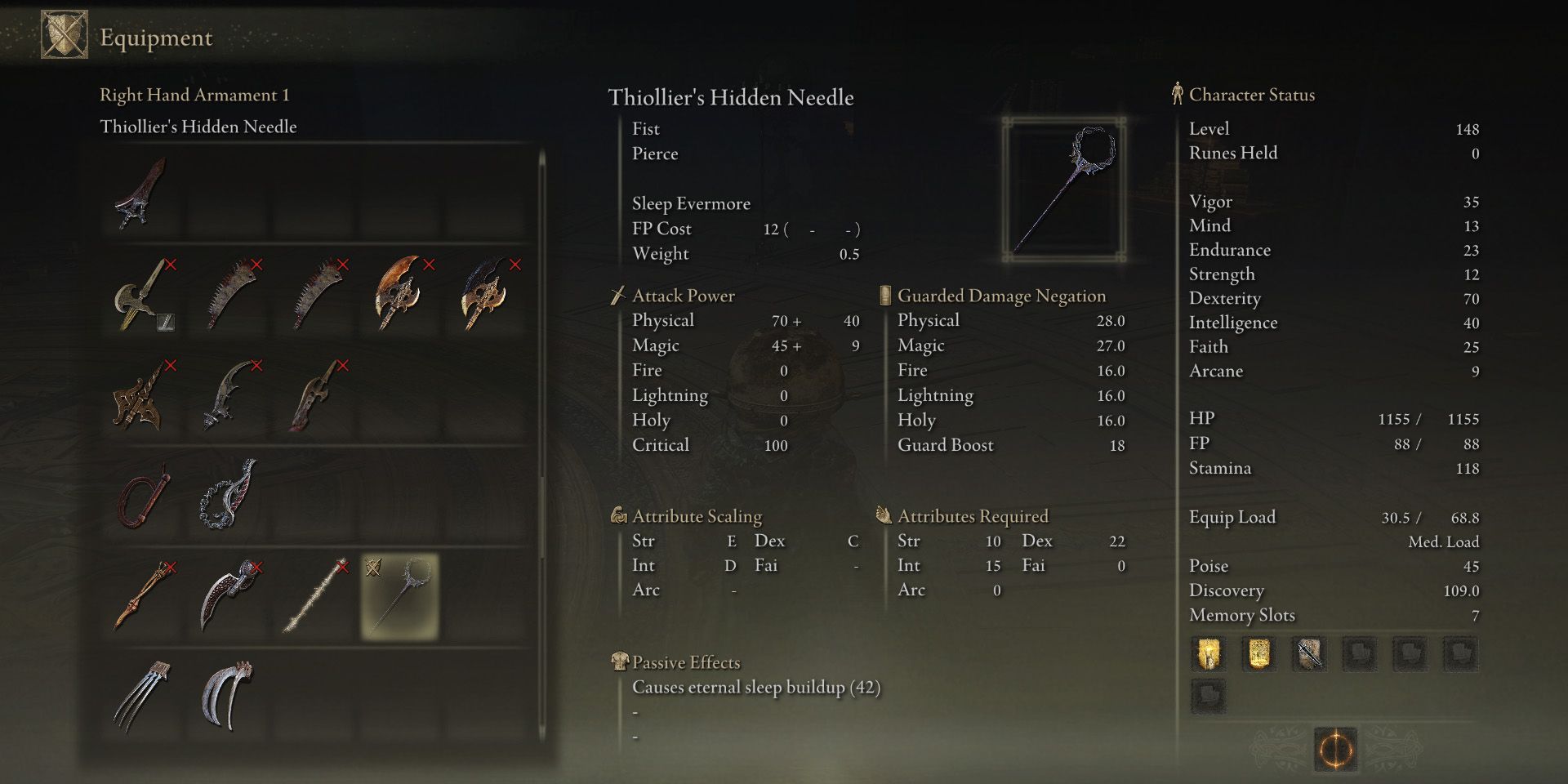 Thiollier&rsquo;s Hidden Needle Build Guide in Shadow of the Erdtree