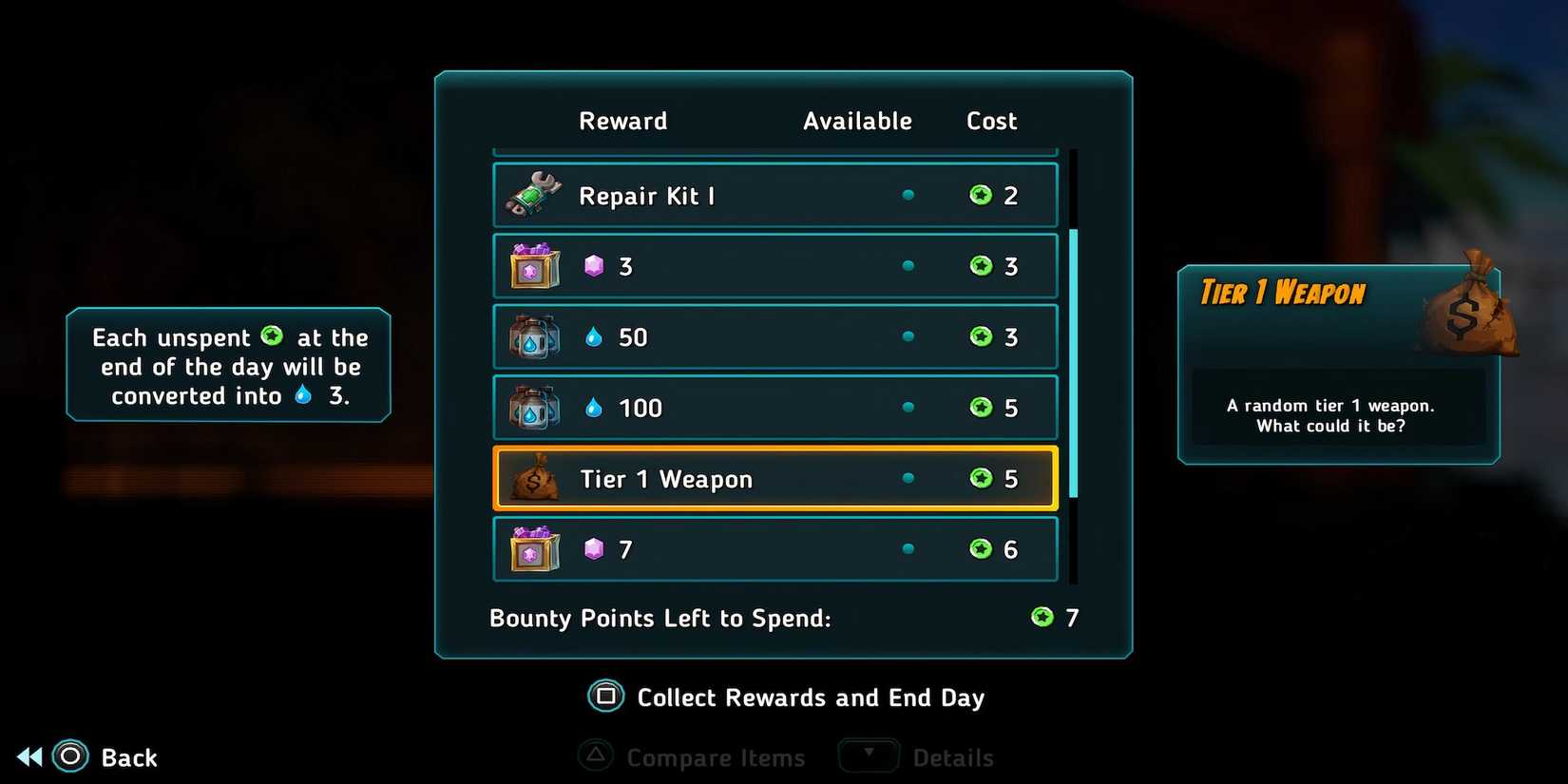 Tier 1 Weapon bounty reward in SteamWorld Heist 2