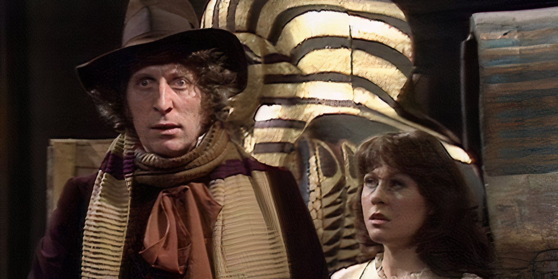 Tom Baker and Elizabeth Sladen in Pyramids of Mars