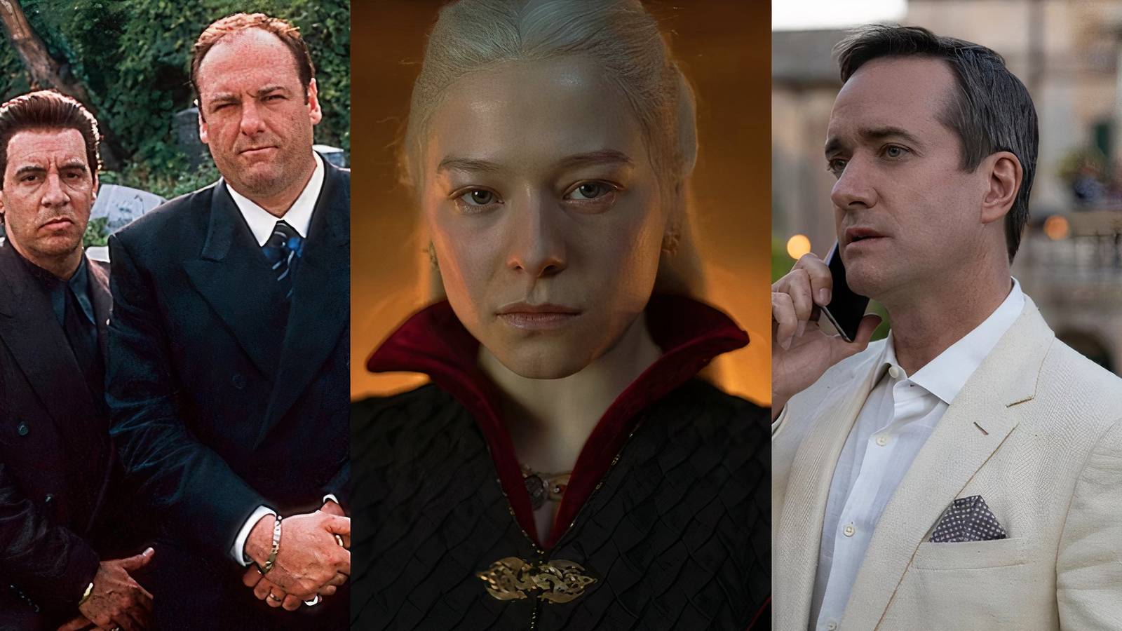 Tony Soprano from the Sopranos, Rhaenyra Targaryen in House of the Dragon, and Tom Wambsgans from Succession