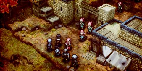A scene featuring characters from Triangle Strategy