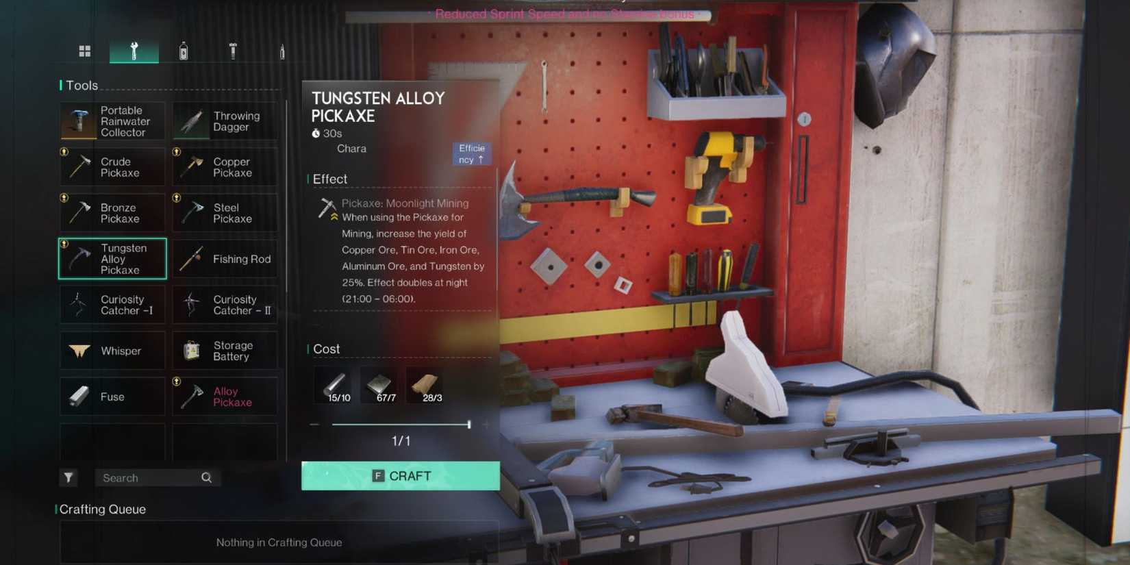 Tungsten Alloy Pickaxe recipe in Once Human