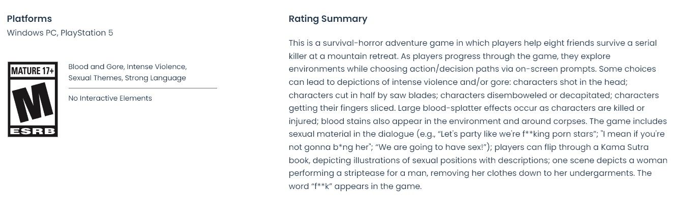 until dawn esrb rating