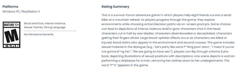 until dawn esrb rating