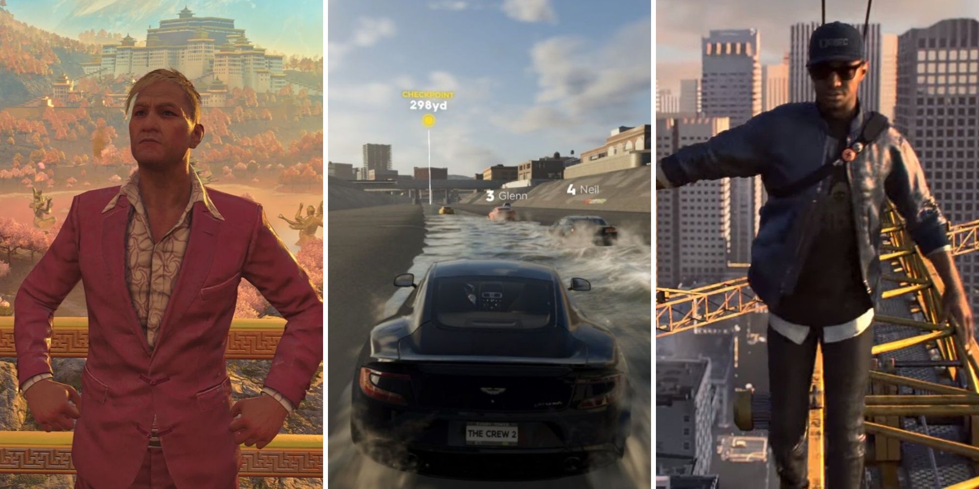 A grid with the games Far Cry 4, The Crew 2 and Watch Dogs 2