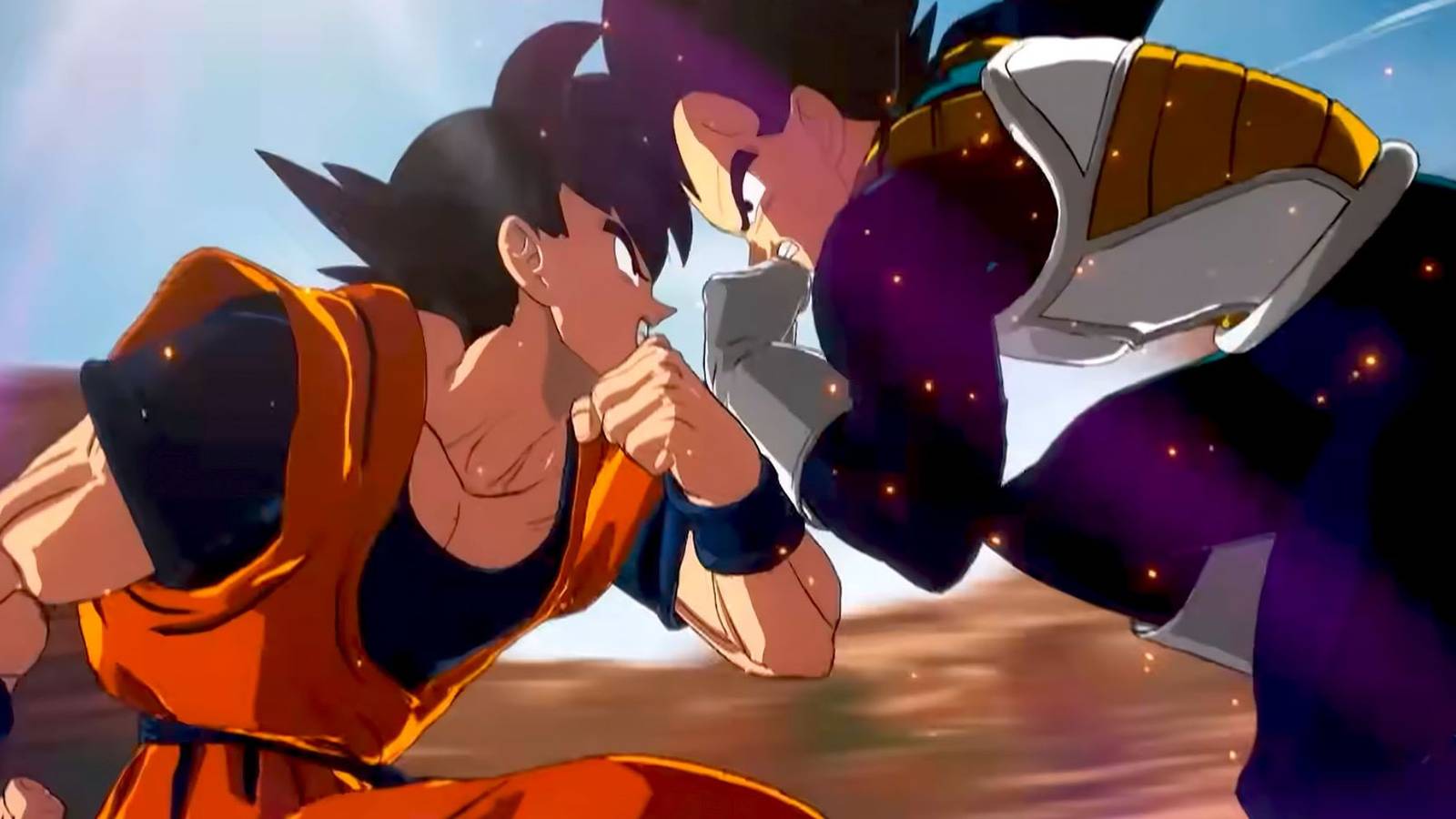 Goku and Vegeta facing off in Dragon Ball: Sparking Zero.