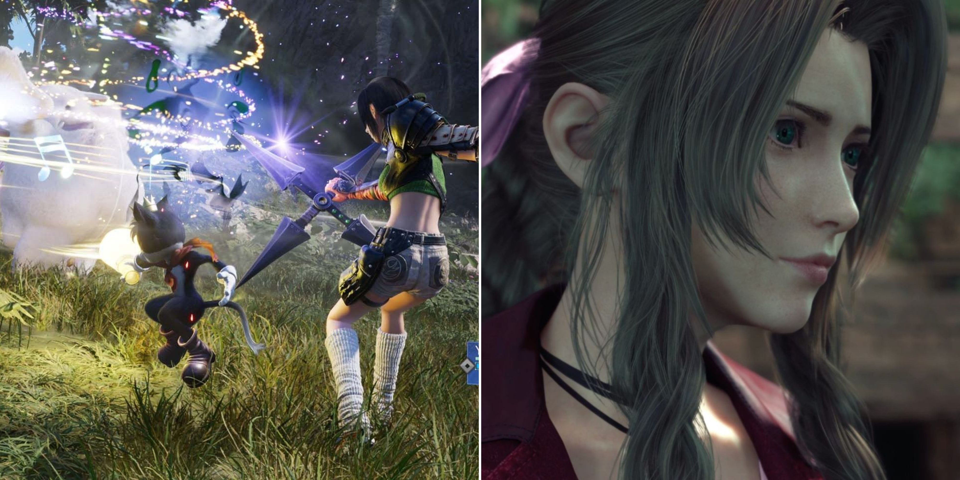 Yuffie & Cait Sith Using A Synergy Attack & Aerith In A Cutscene