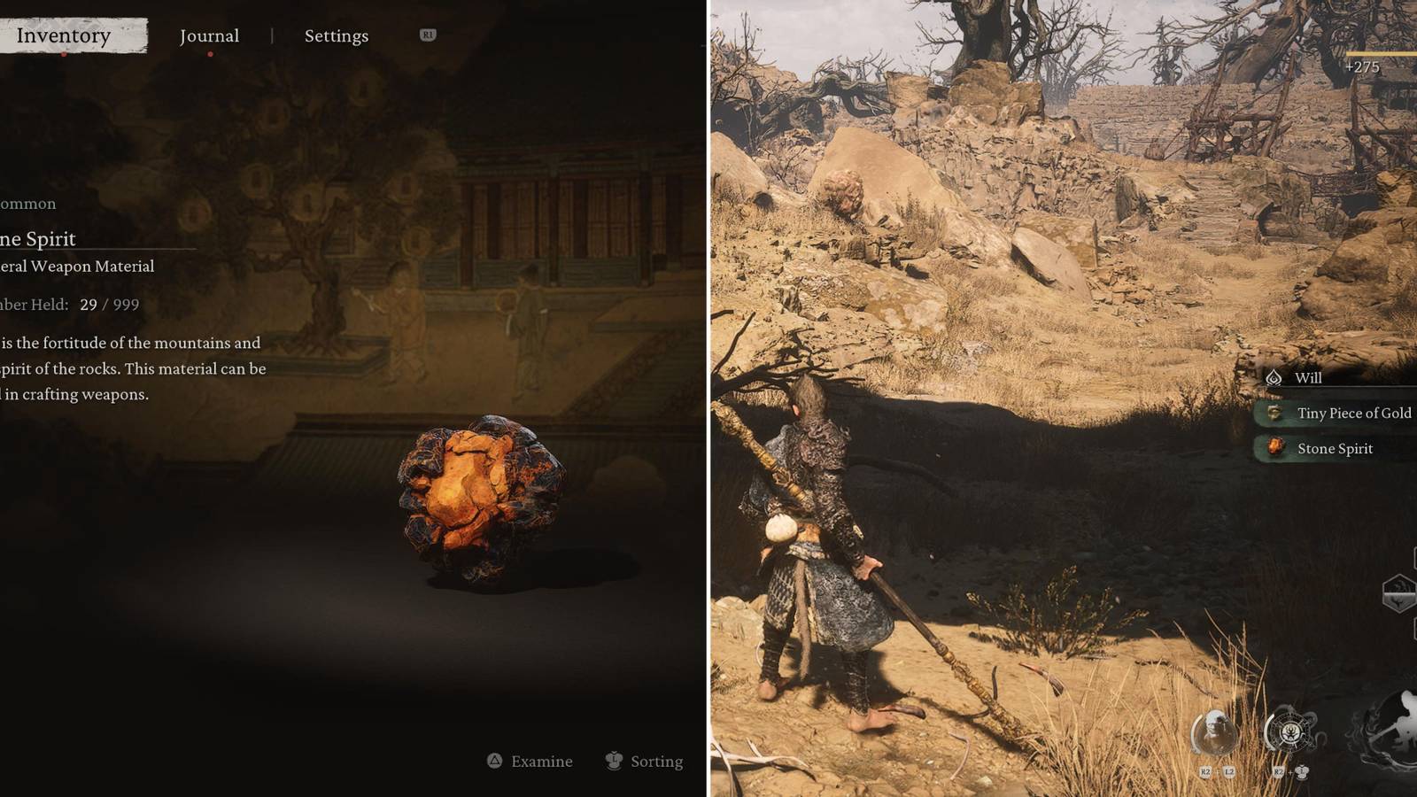 Stone Spirits In The Inventory & The Player Getting Stone Spirits From Combat 