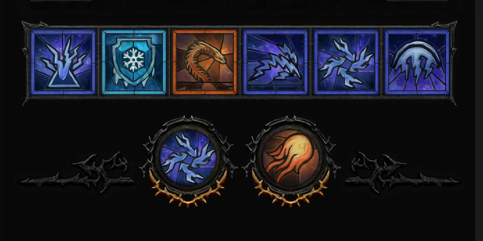 a picture showing the ability bar and enchantment slots for the chain lightning sorcerer