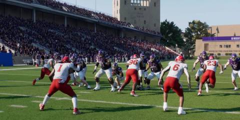 A quarterback kneeling in play in College Football 25