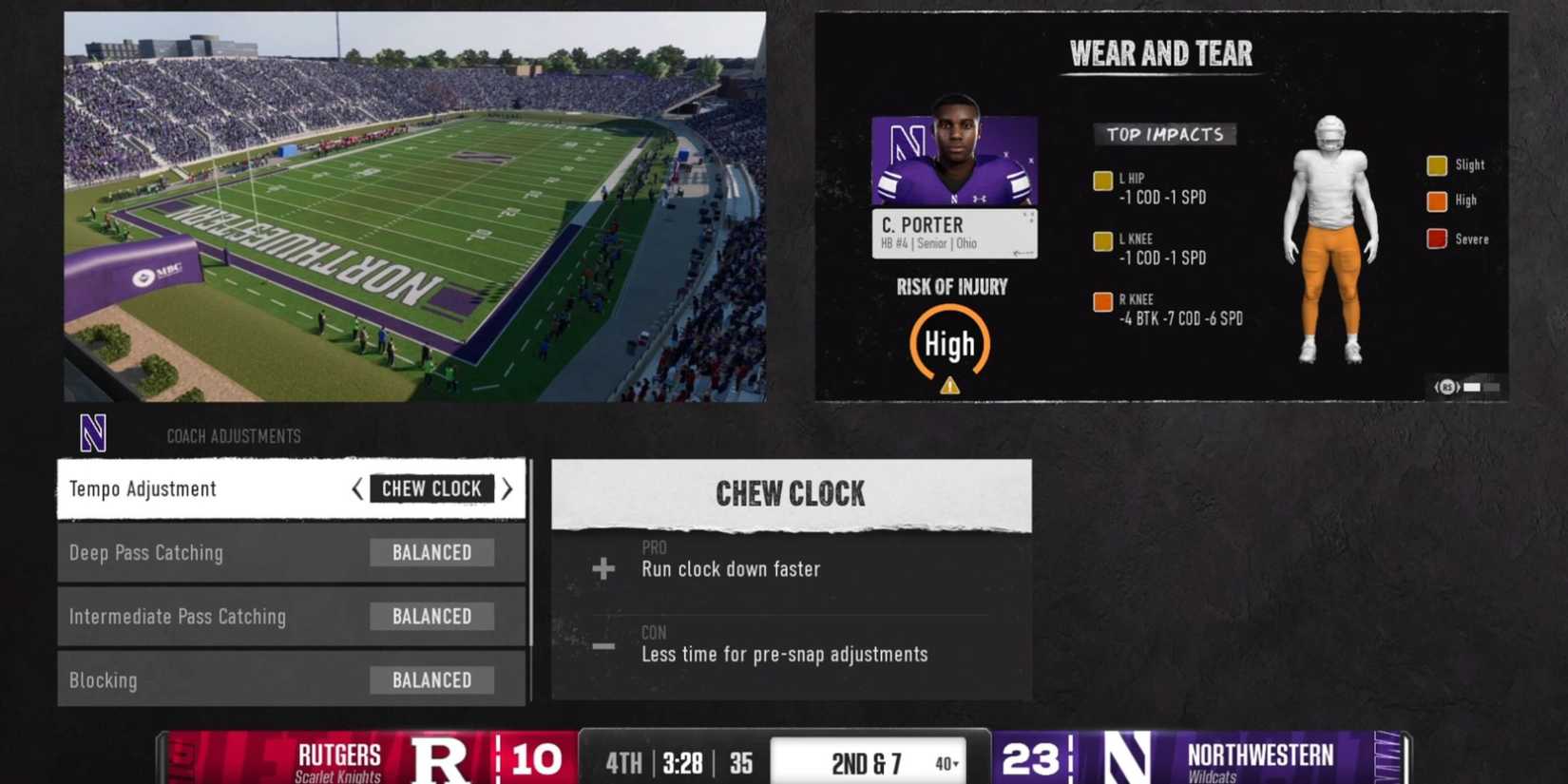 The Chew Clock option in EA Sports College Football 25
