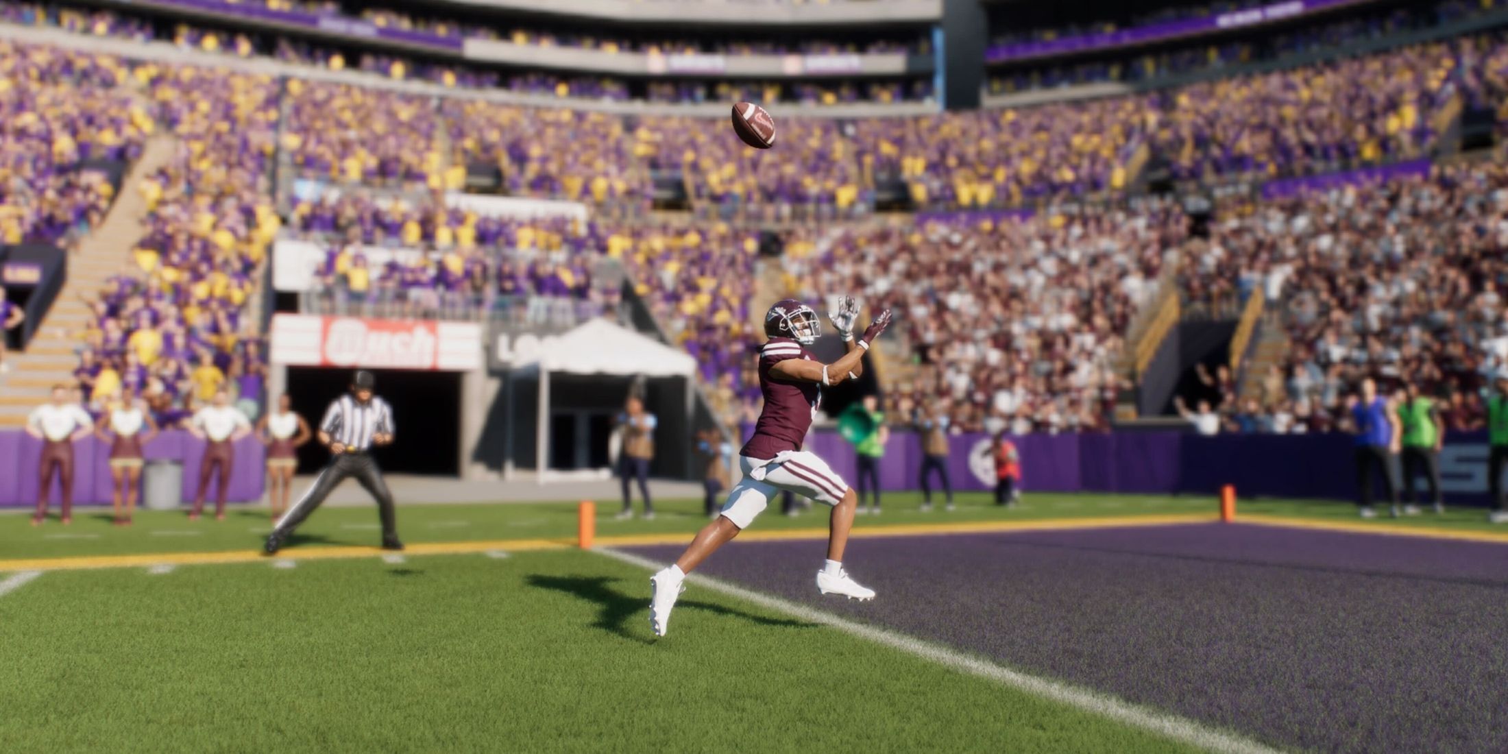 A player running for a touchdown in College Football 25