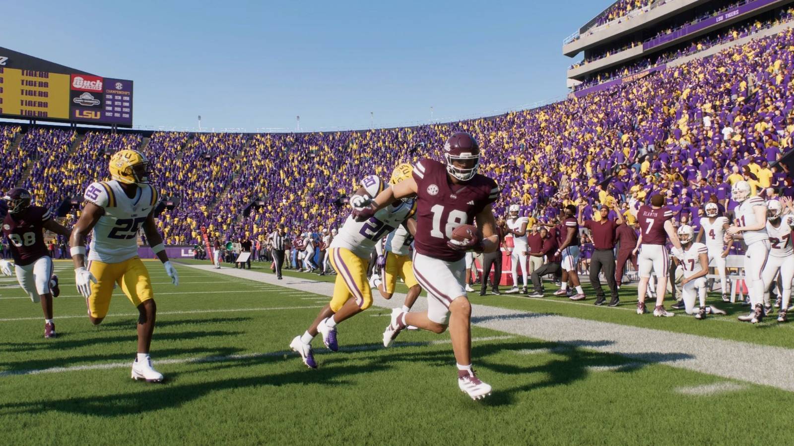 A player breaking a tackle in College Football 25