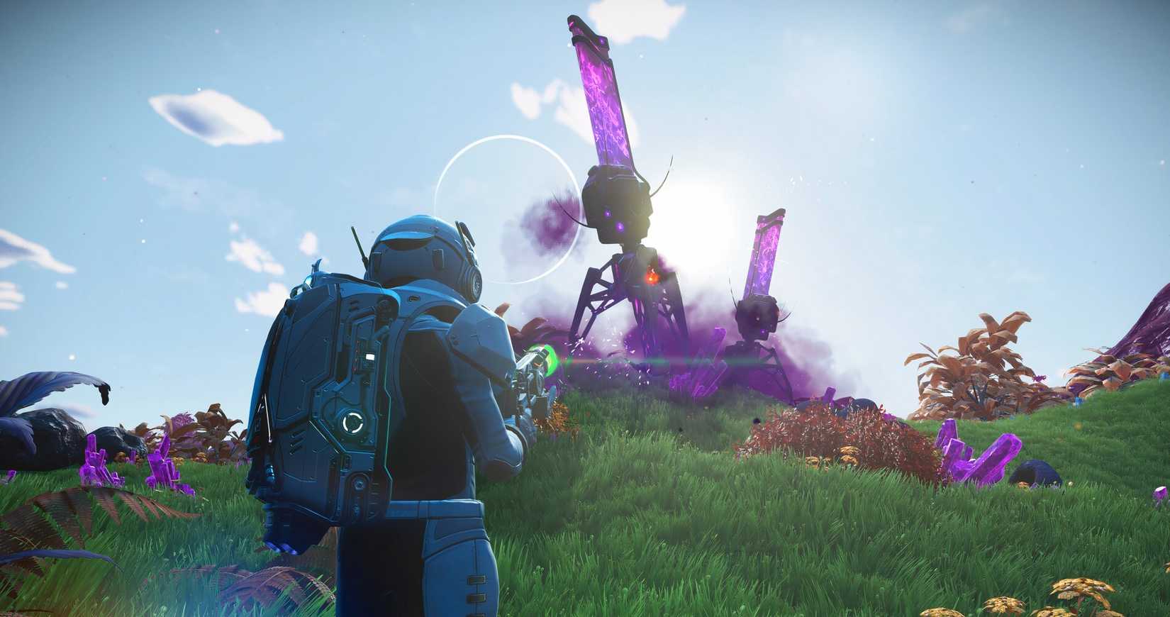 A player exploring a planet in No Man’s Sky 