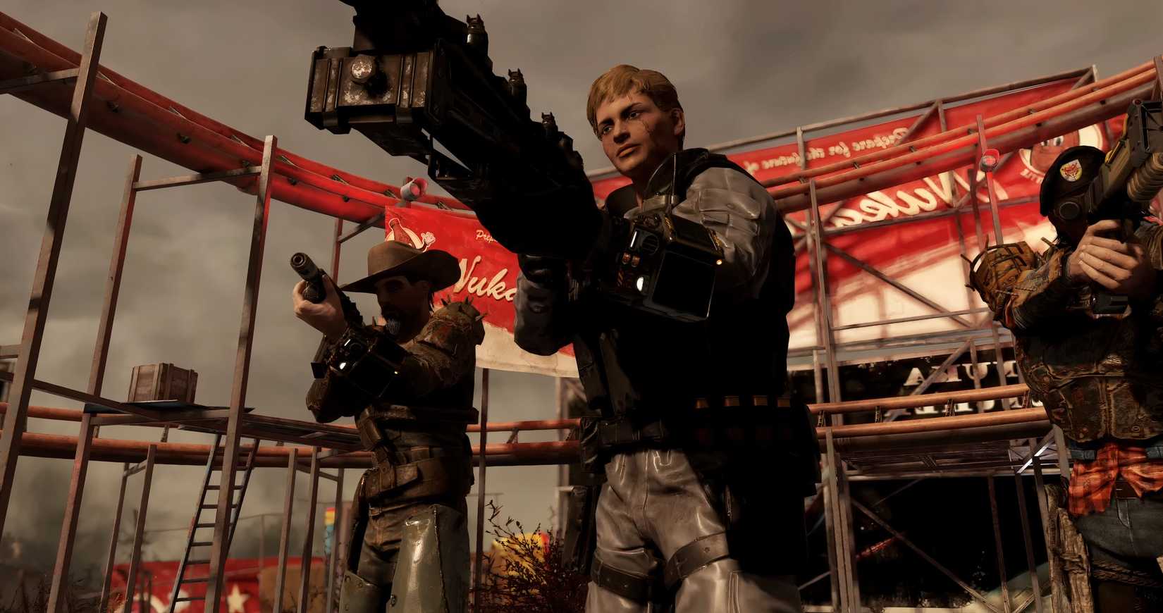 Fallout 76 players using different weapons