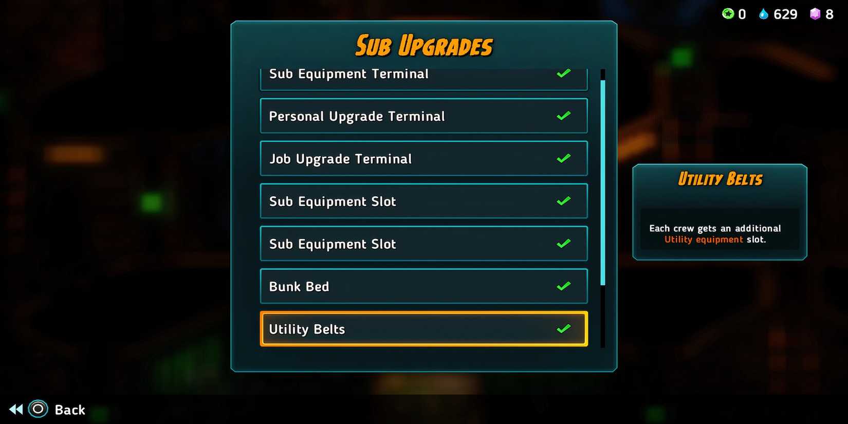 Utility Belts sub upgrade in SteamWorld Heist 2
