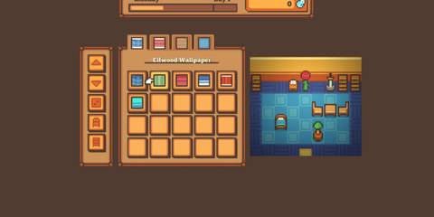 Wallpaper selection screen in Littlewood, showing various options for decorating a room