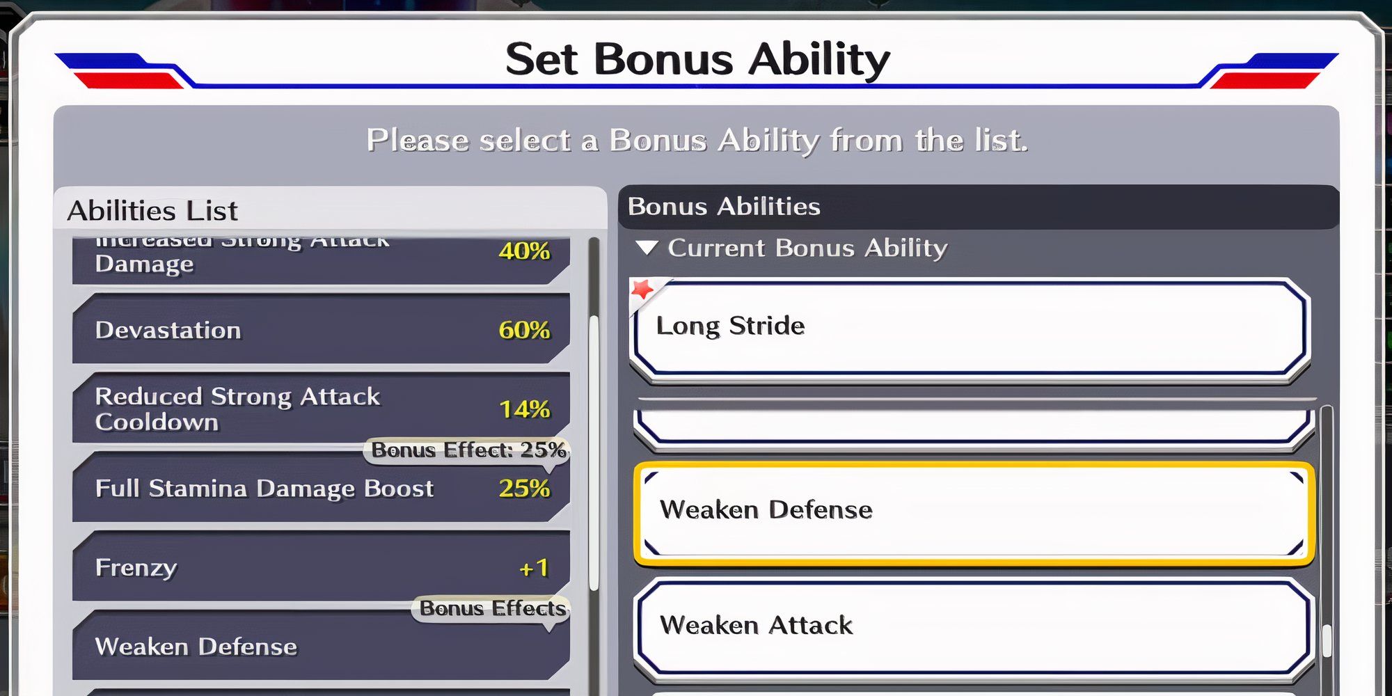 Weaken Defense bonus ability