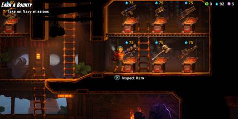 Weapons in a store in SteamWorld Heist 2