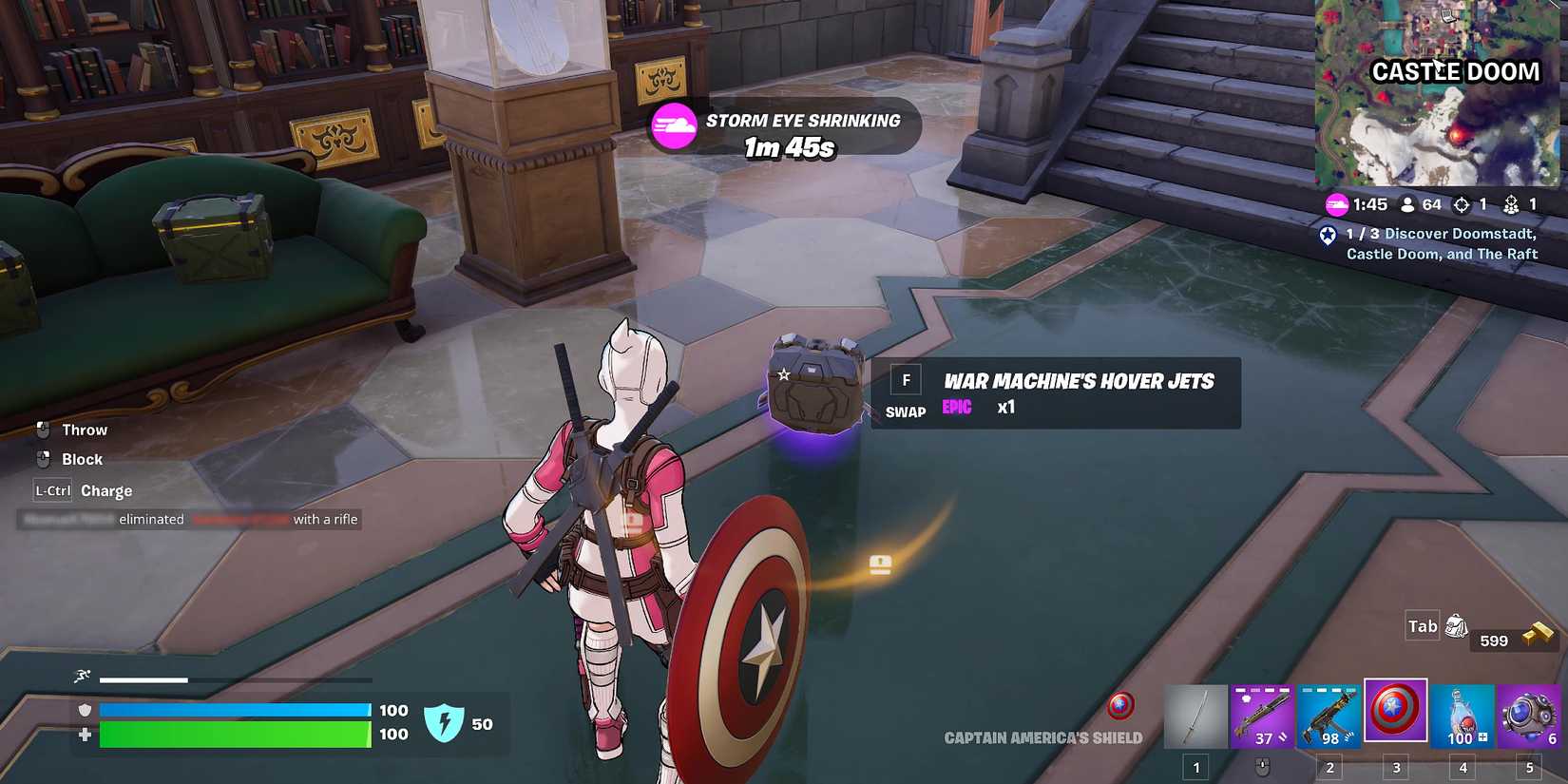 Screenshot showcasing where to find War Machine's Hover Jets in Fortnite 