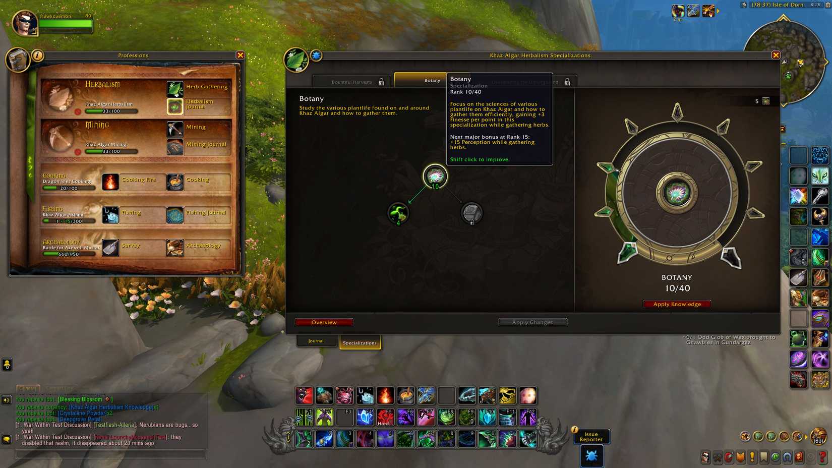 world of warcraft the war within herbalism specialization ui