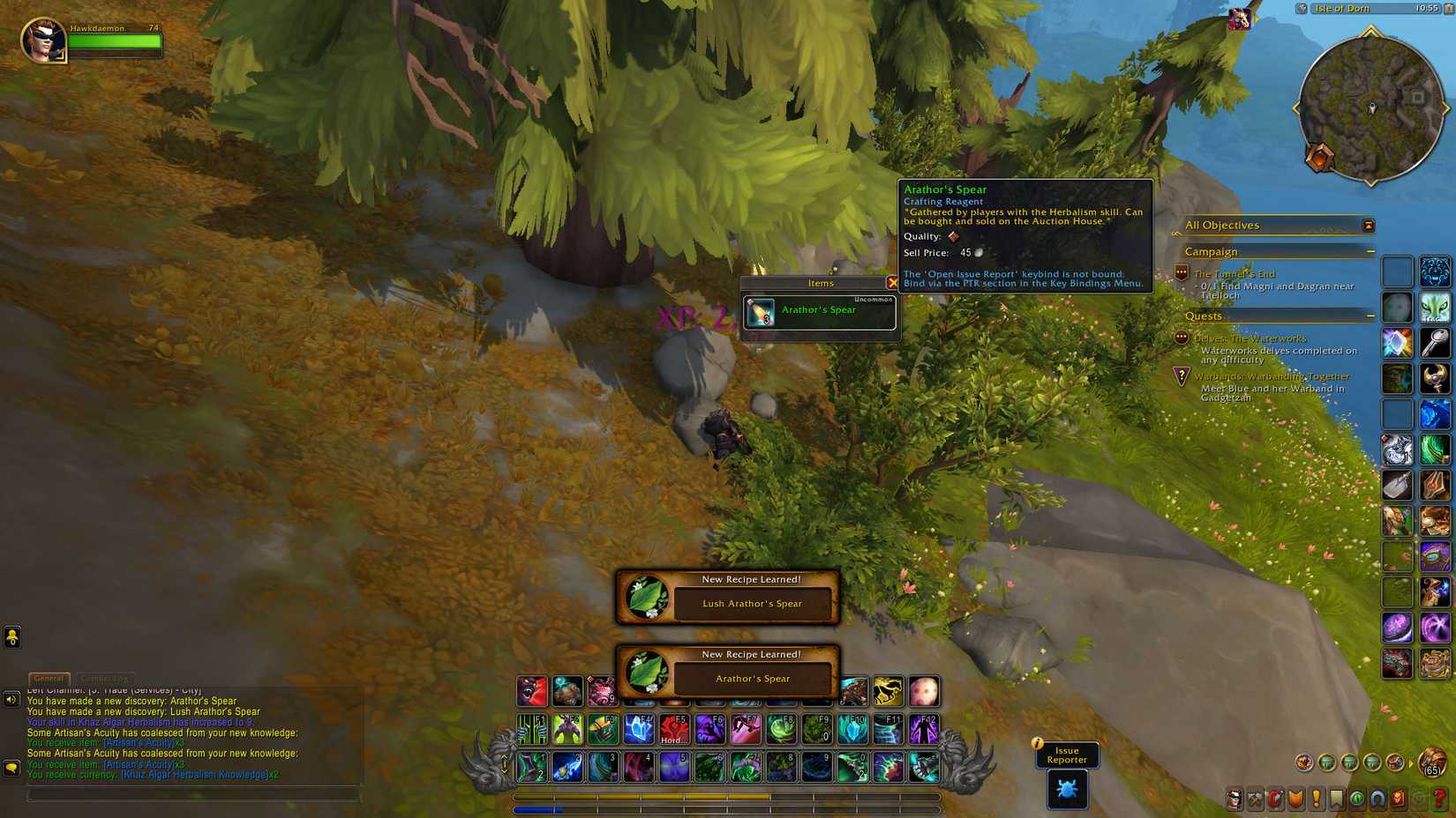 world of warcraft the war within herbalism player gathering lush herbs