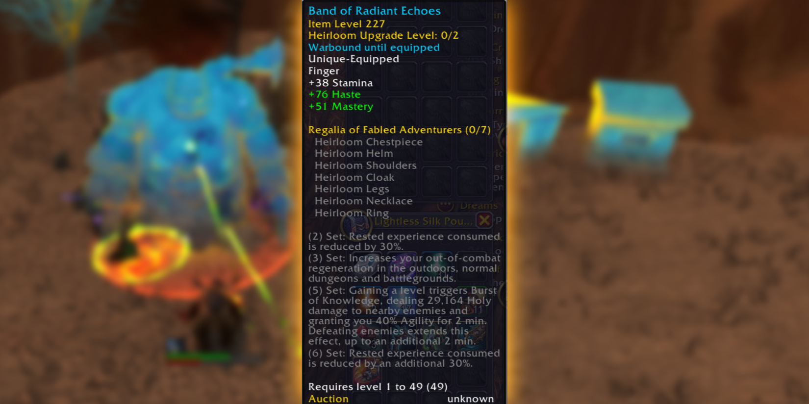 WoW TWW Band of Radiant Echoes Heirloom The War Within Effects Stats
