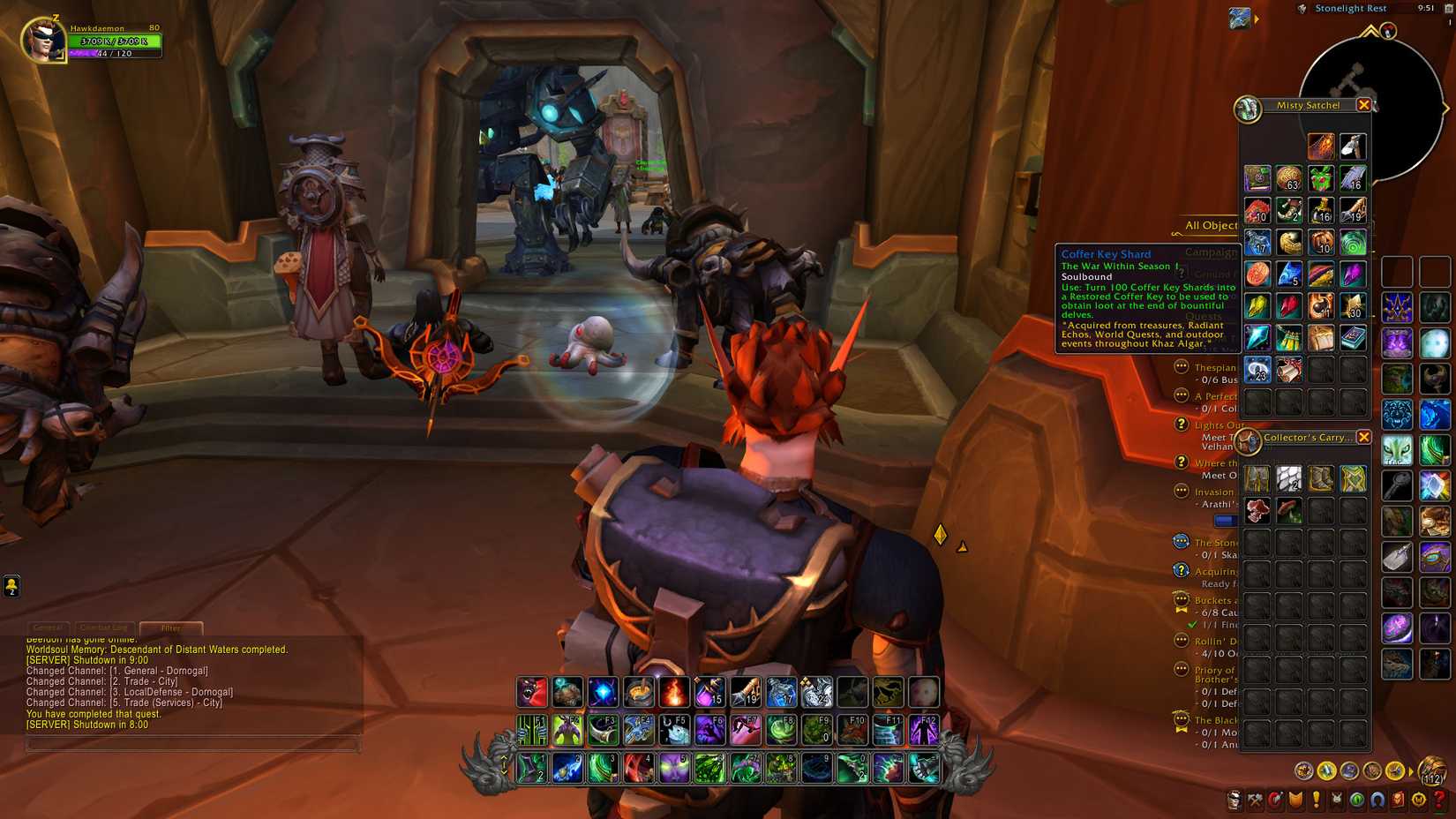 wow the war within player examining coffer key shards