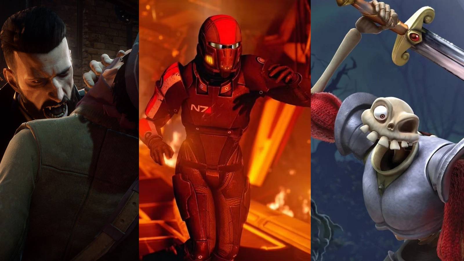 A split image of Games That Open With The Protagonist's Death