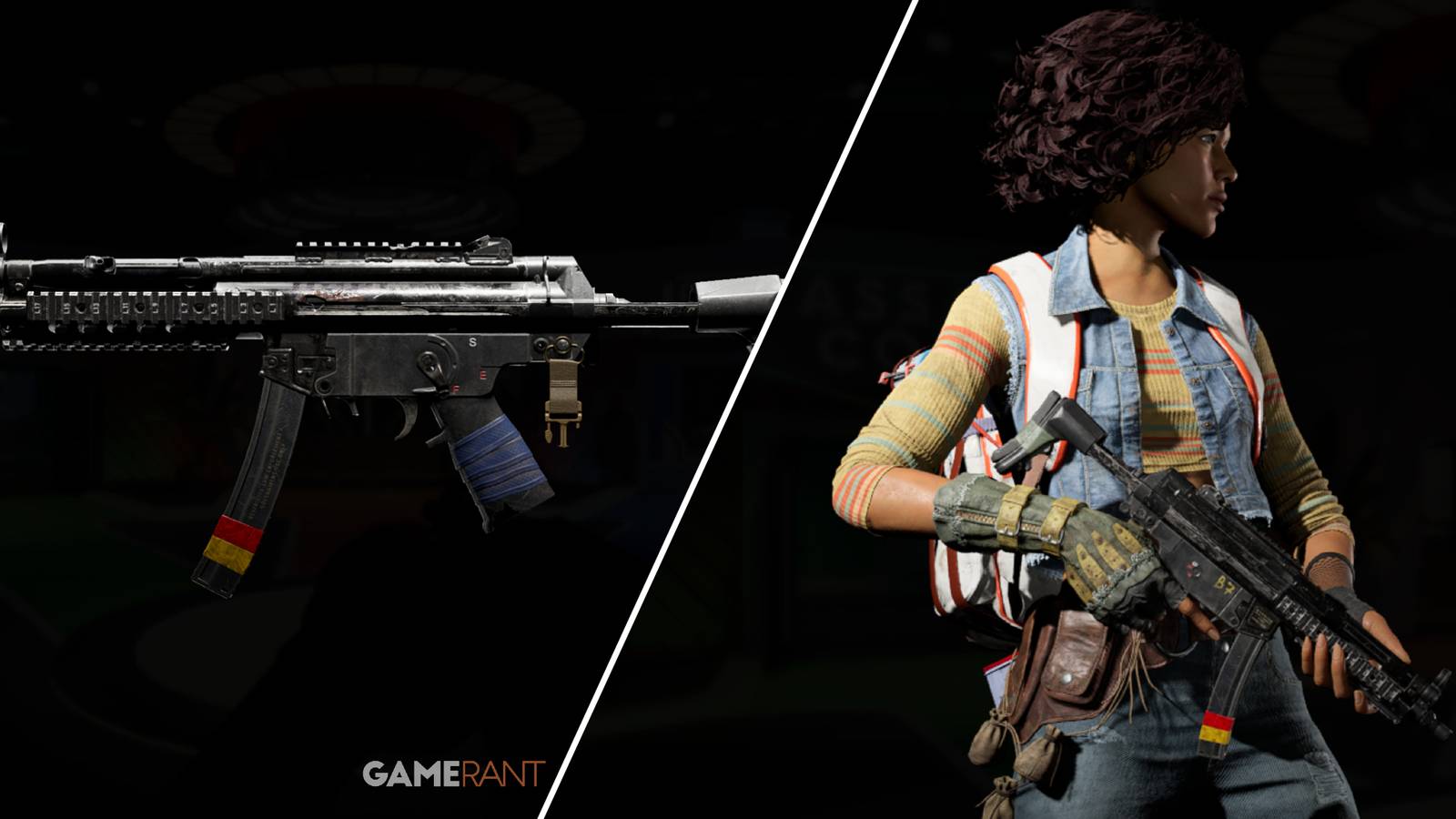 Split-image showcasing the MP5A2 in XDefiant