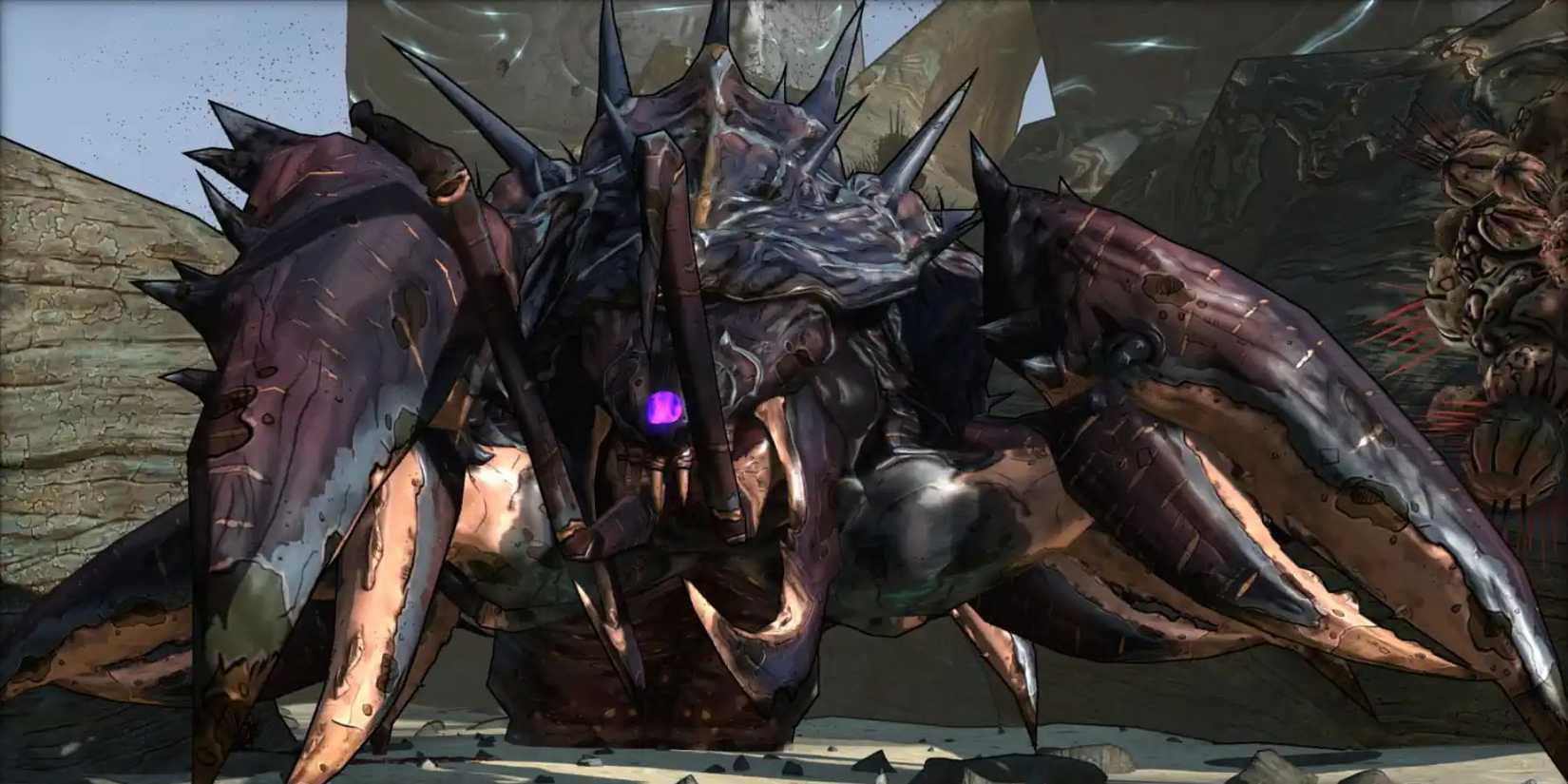 image showing crawmerax, a huge armored crab monster in borderlands 1