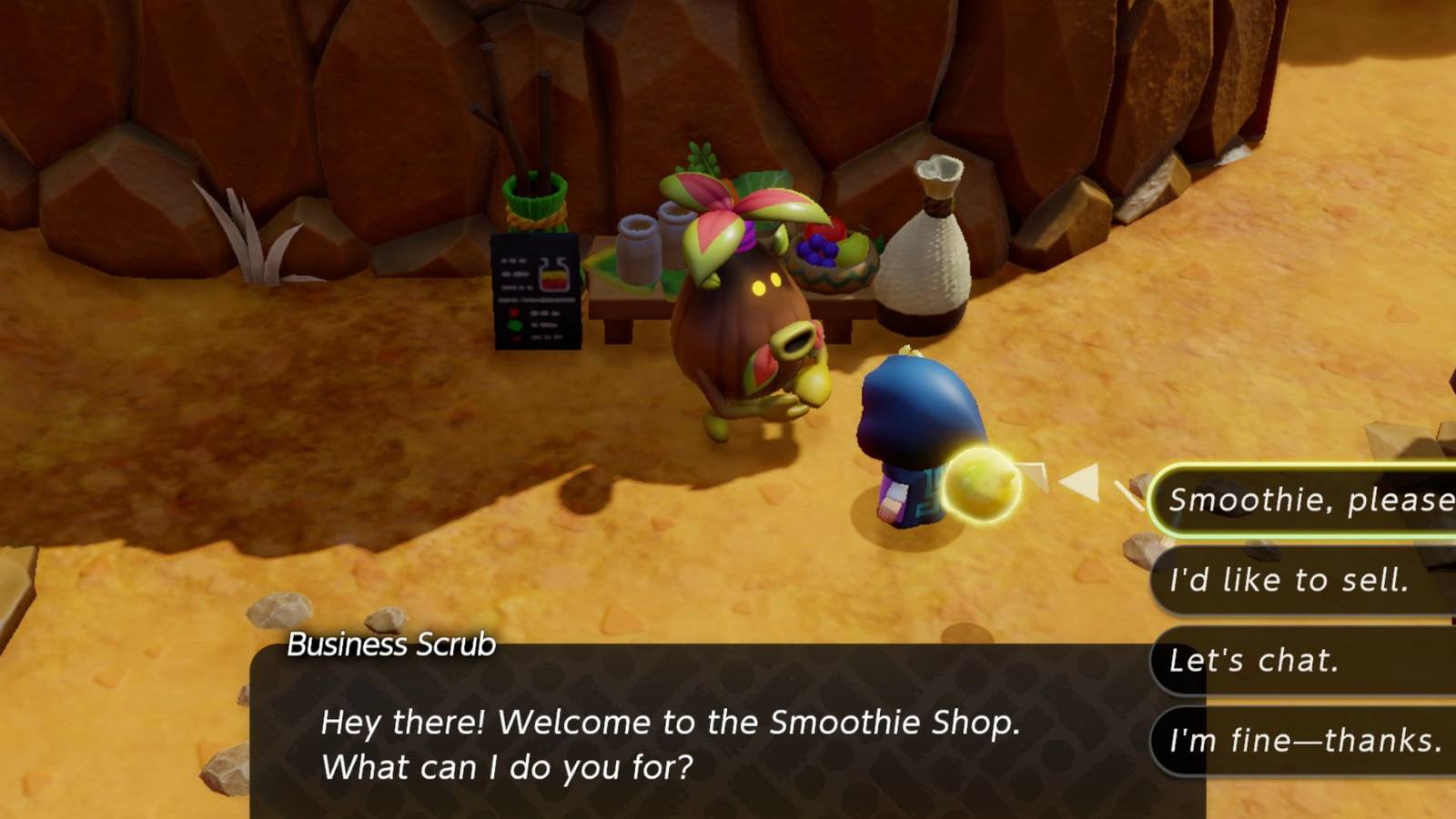 zelda at a smoothie shop in echoes of wisdom
