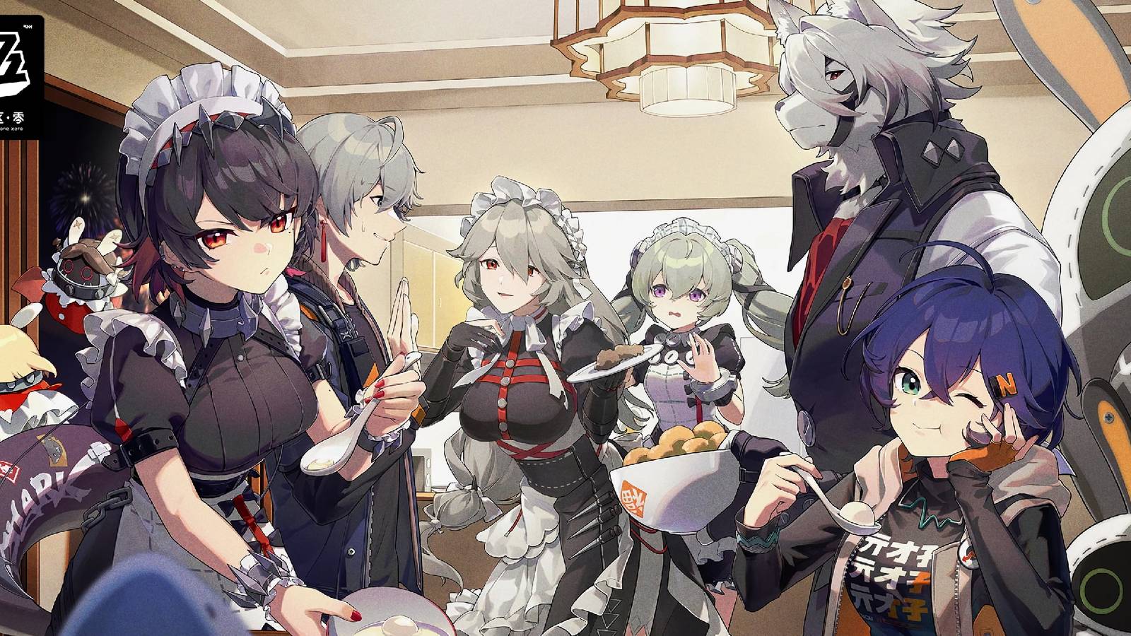 A promotional visual from Zenless Zone Zero showing the members of Victoria Housekeeping