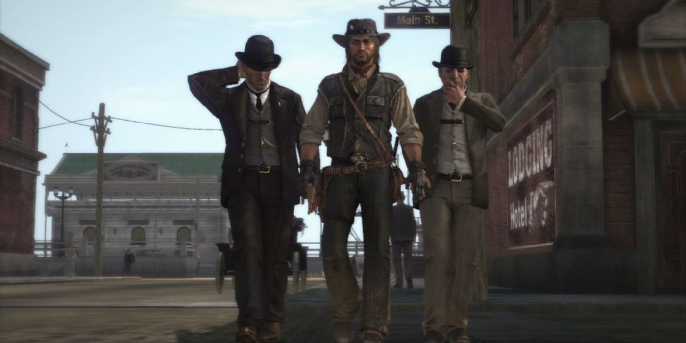 Marston being escorted by two Pinkerton Agents