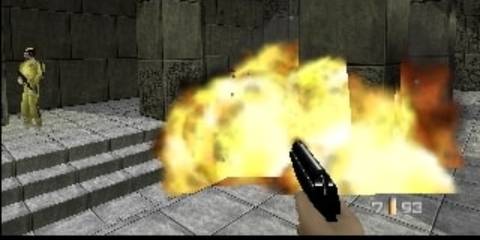 A screenshot from the Nintendo 64 game GoldenEye 007