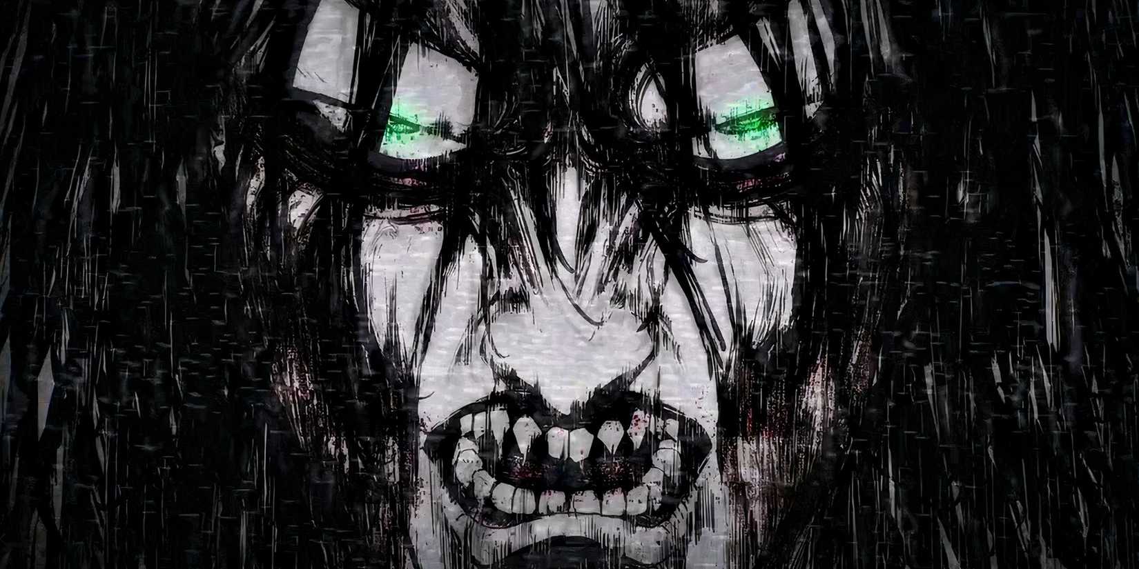 eren looking brutal green eyes