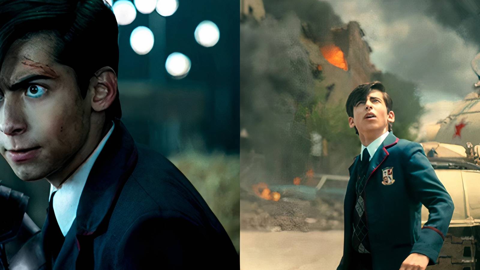 Number Five with blood on his face and then in the 1963 apocalypse in Umbrella Academy