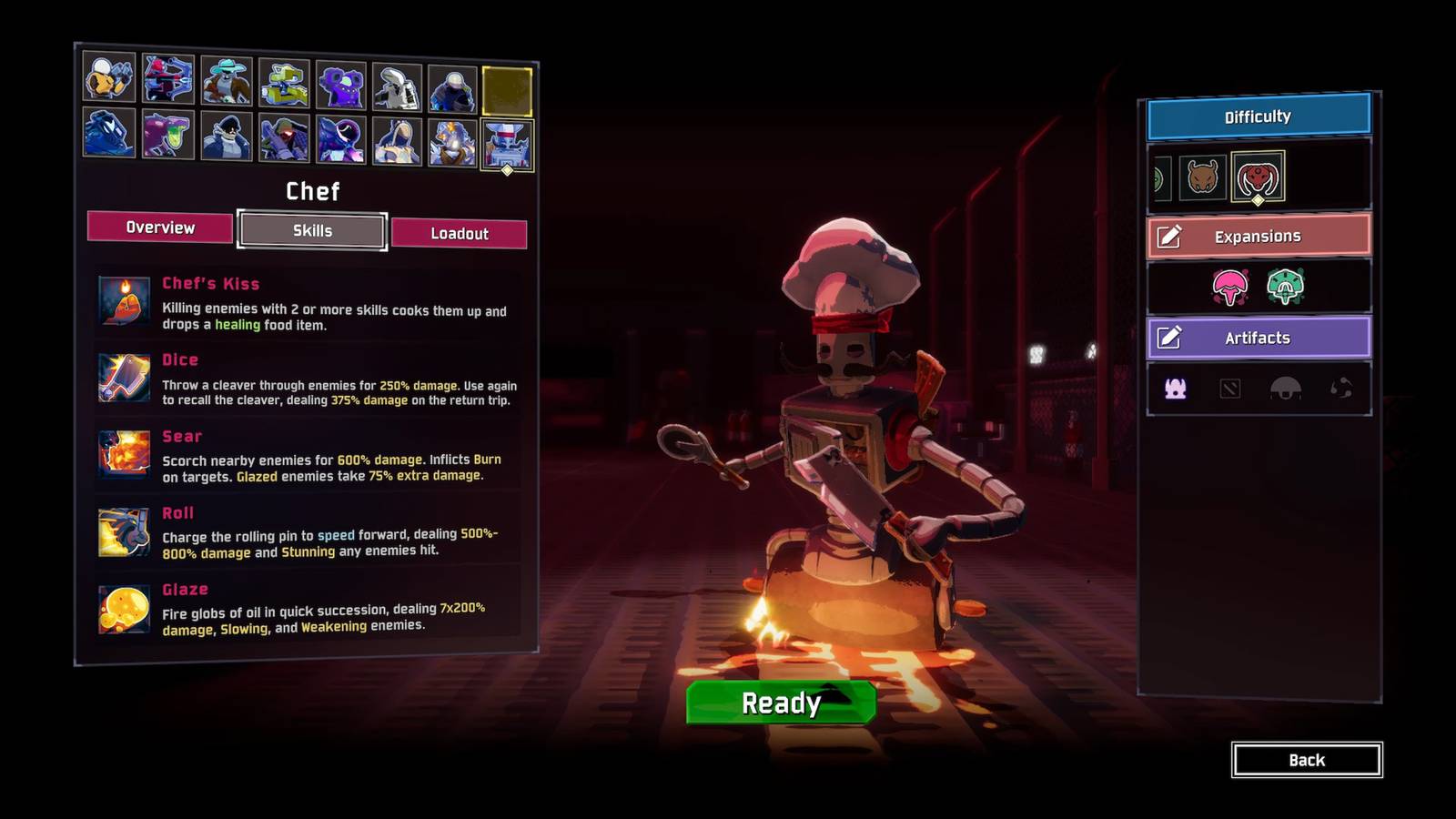 Chef in Risk of Rain 2's selection screen