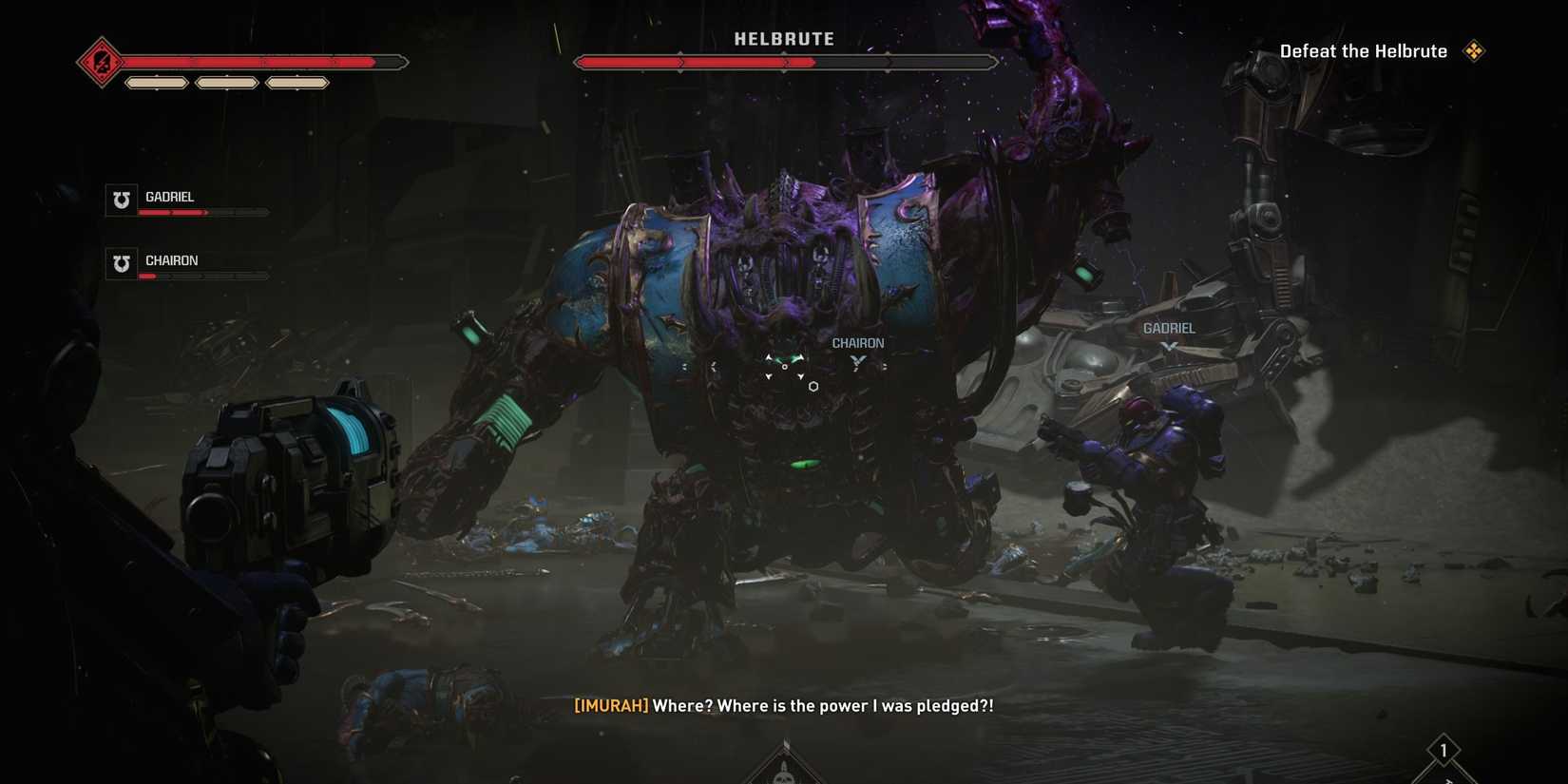 a helbrute chases down titus