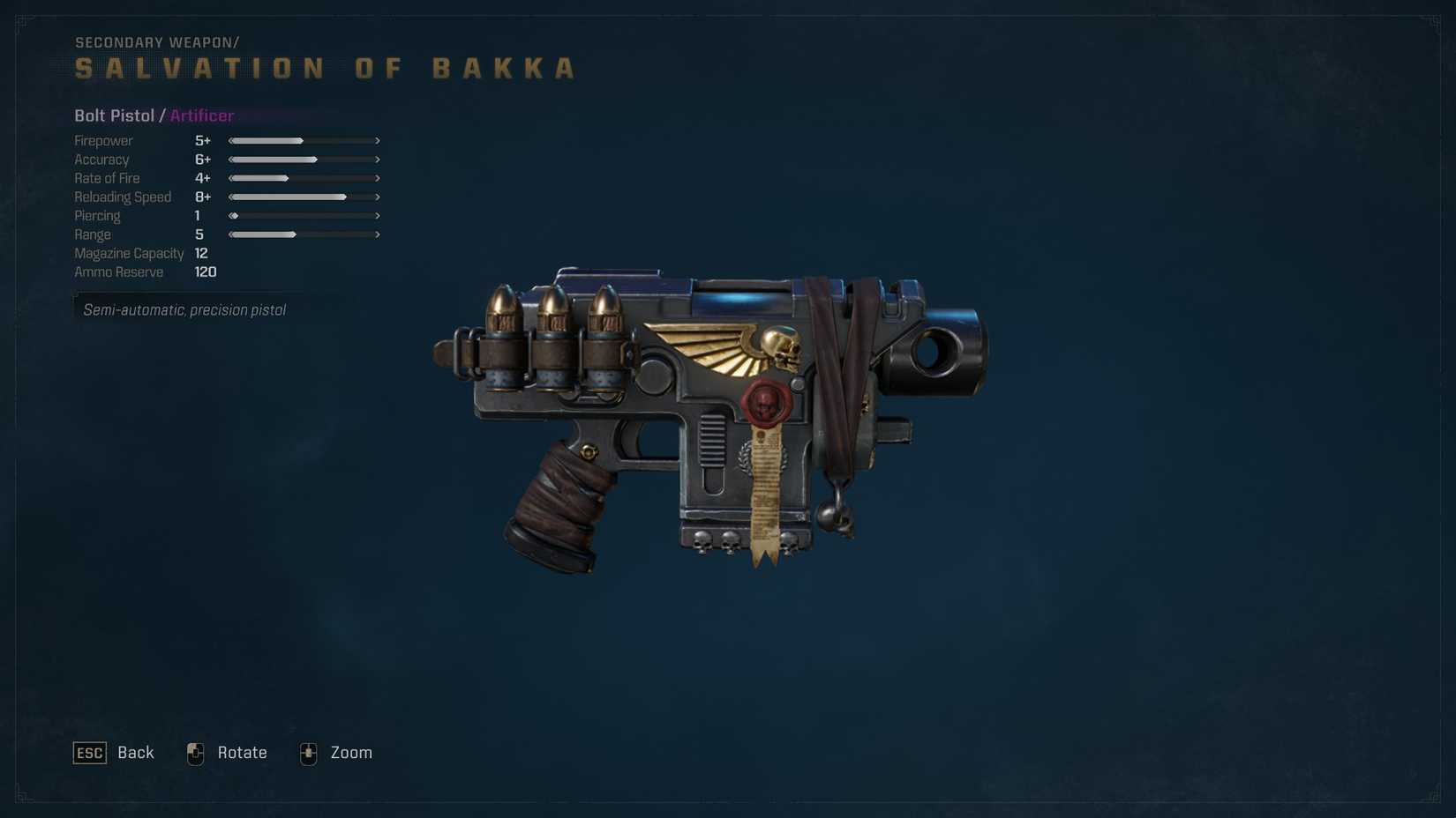 An Artificer Bolt Pistol in Space Marine 2