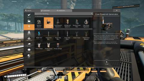 The Coaled Power Generator in Satisfactory's build menu